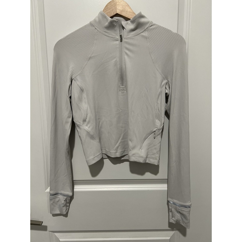Lululemon Its Rulu Run Cropped Half Zip *Ribbed Vapor Size 8 Athletic Running